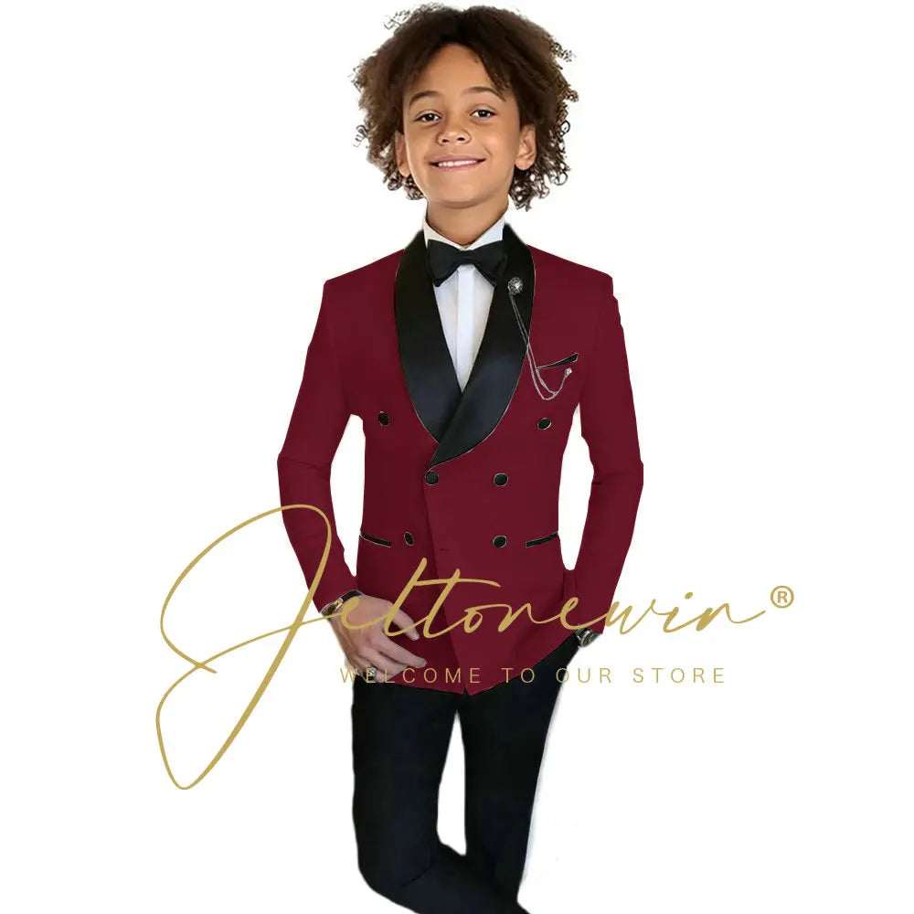 Boys Formal Suits Double Breasted Wedding Outfits Host Performance Costume for Children 2-16 Years Old Kids Birthday Blazer Set
