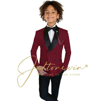 Boys Formal Suits Double Breasted Wedding Outfits Host Performance Costume for Children 2-16 Years Old Kids Birthday Blazer Set