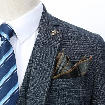 Men's Linen Suit Set Single Breasted Blazer and Pants for Business, Wedding, and Casual Wear