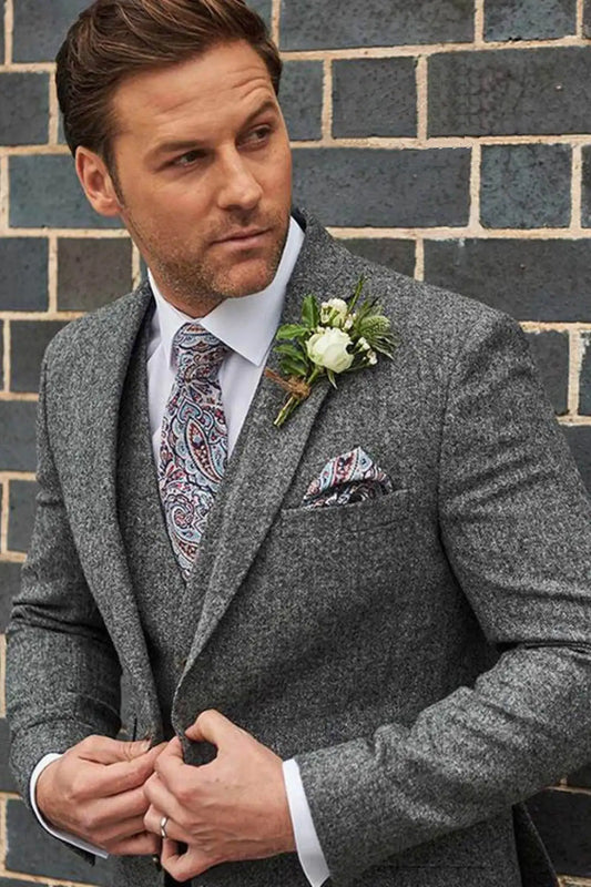 Men Suit Costume Business Tailor-Made 3 Pieces Blazer Vest Pants Formal Cotton Velvet Blend Prom Wedding Groom Customized