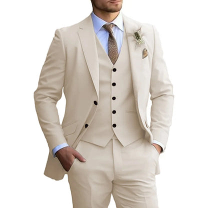 Customized Tuxedo Elegant Suit For Men 3 Piece Blazer Vest And Pant Set Notched Lapel High Quality Suit For Men Wedding suits