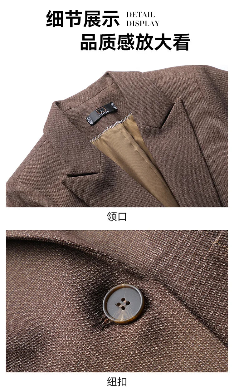 Brown Suits Women 2024 New Autumn High End Fashion Temperament Business Slim Blazer And Pants Sets Office Lady Work Wear