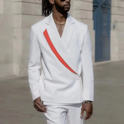 Hip Hop Men's Casual Slim Fit Suit Blazer Double Breasted Notched Lapel Two Piece Jacket Pants Set Terno Masculino