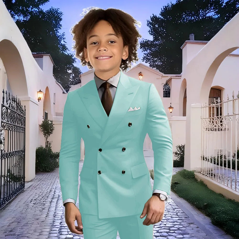 Fashion Light Grey Boy Suit Wedding Tuxedo Double Breasted Formal Child Jacket 2 Piece Blazer Pants costume enfant garçon