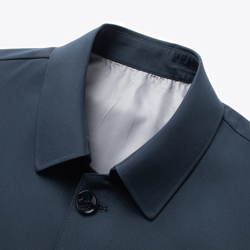 Men's 2025 Spring Fashion Handsome Trend Solid Color All-in-One Casual Business Jacket Loose Simple Lapel Top Coat