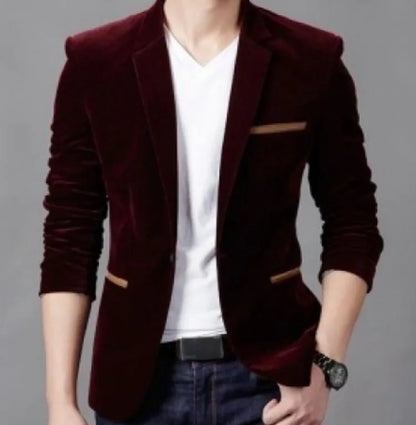 Men's Slim Fit Korean Style Blazer Autumn Winter Formal Suit Jacket Trendy Youth Business Casual Top