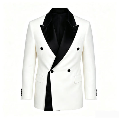 Men's Wedding Formal Suit Blazer Slim Fit Business Double Breasted Jacket Black British Style Tuxedo Dinner Party Prom Suit Coat