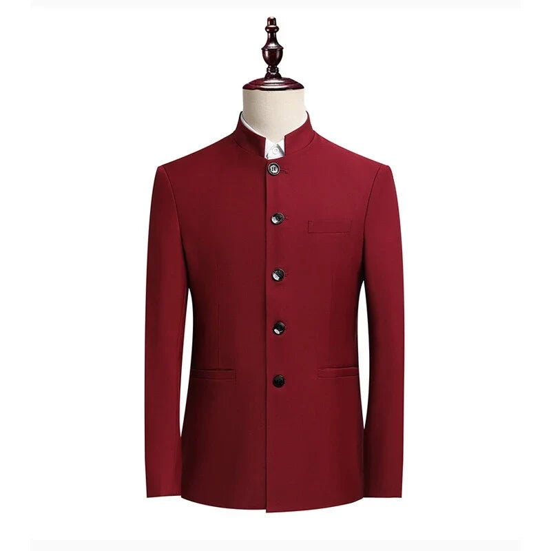 Blazer Men's Fashionable Business Zhongshan Suit Gentle Slimming, Gentleman's Casual Chinese Stand-up Collar, High-end Blazer