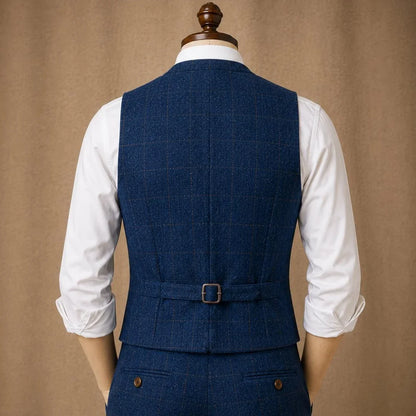 Men's Herringbone Vest Single Breasted Formal Waistcoat for Wedding & Business