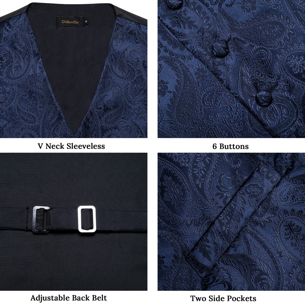 Men's Paisley Waistcoat Set – Single Breasted Formal Vest with Necktie and Pocket Square for Weddings and Business Events