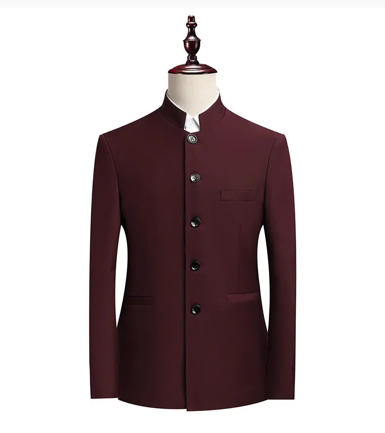 Blazer Men's Fashionable Business Zhongshan Suit Gentle Slimming, Gentleman's Casual Chinese Stand-up Collar, High-end Blazer