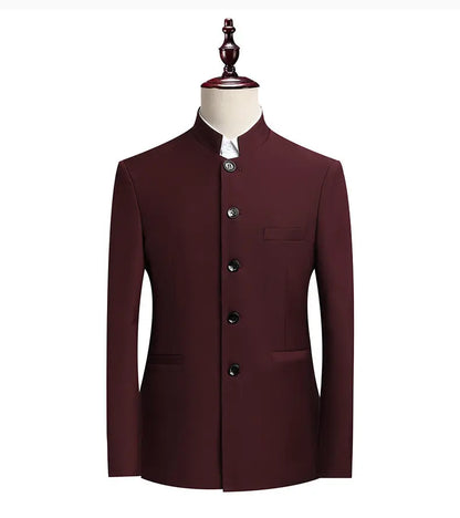 Blazer Men's Fashionable Business Zhongshan Suit Gentle Slimming, Gentleman's Casual Chinese Stand-up Collar, High-end Blazer
