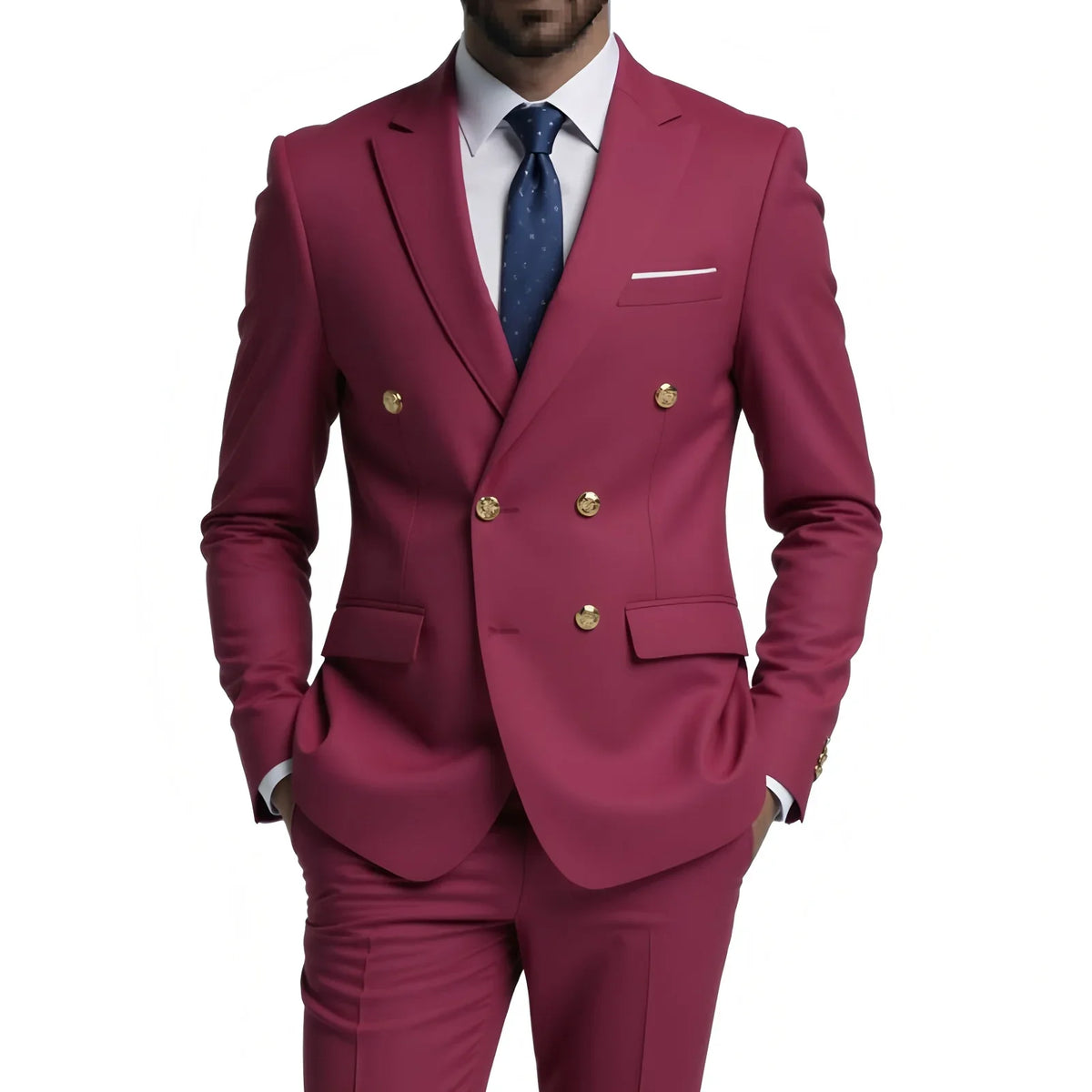 Costume 2 pièces ajusté pour homme, veste de costume et pantalon assorti, pour tenue de cérémonie, d'affaires ou de mariage