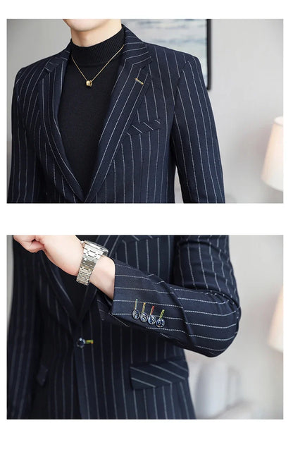 2024 Slim Fit Men's Wedding Casual Suit High-End All-in-One Handsome Two Button Fashion Boutique Single West Coat S-5XL