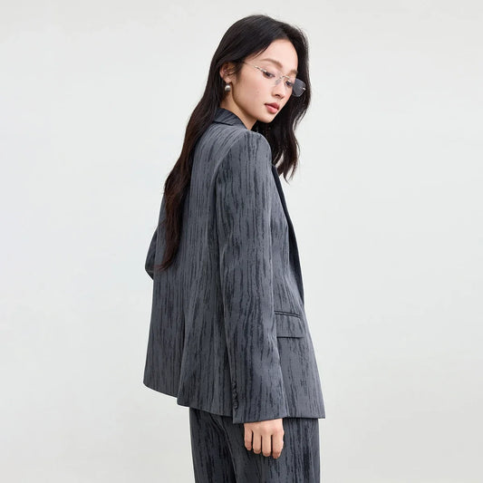 Women's Design Sense Blazers 2026 Autumn Single Button Closure Long Sleeve Elegant Casual Slim Suit Jacket 153XC2939