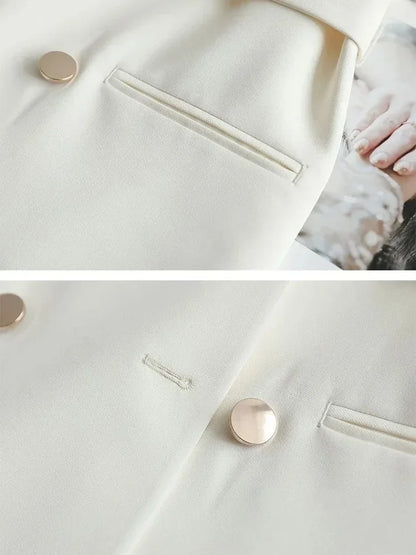Women Suit Blazer Elegant Coat Spring Autumn Fashion Korean Blazer Luxury Double Breasted Jacket Solid Ladies Tops Clothes
