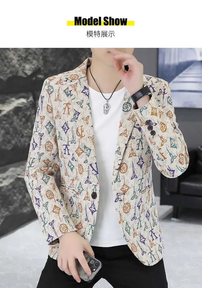 Blazer Men's fashion outdoor travel gentleman wedding Slimming Business versatile Trendy Casual Korean-style formal wear Blazer