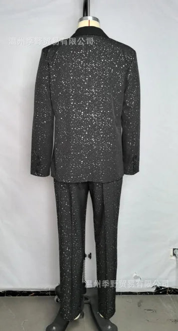 High-quality Fashionable Banquet Party Men's Clothing - European-style Shiny Banquet Stylish Men's Suit Sets