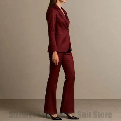 Shiny Satin Women's Suit 2 Piece One Button Blazer and Pants Formal Business Outfit for Office Work Wedding Party Tuxedo