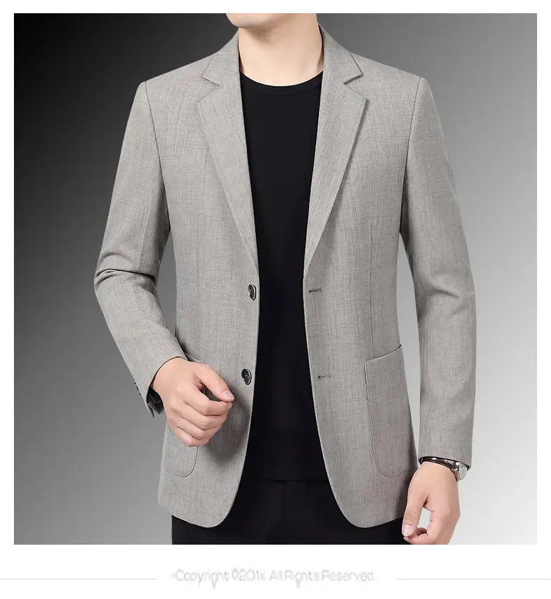 30% Linen Blazer - Stylish Business Formal Men's Suit with Gentleman British Style Trendy Breathable and Versatile Casual Blazer