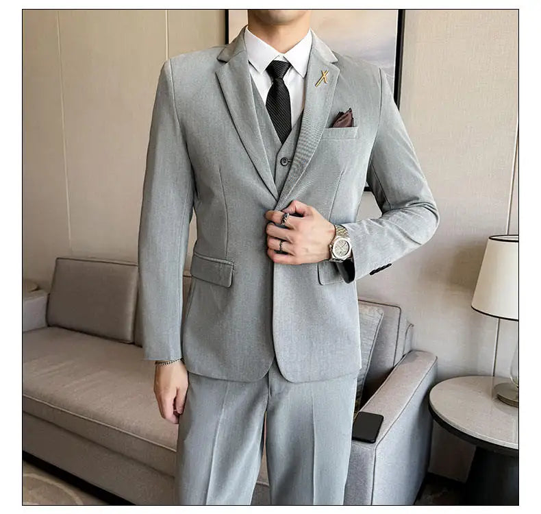 Men's 3-Piece Suit – Blazer, Vest & Trousers | Smart Casual Business & Wedding Suit