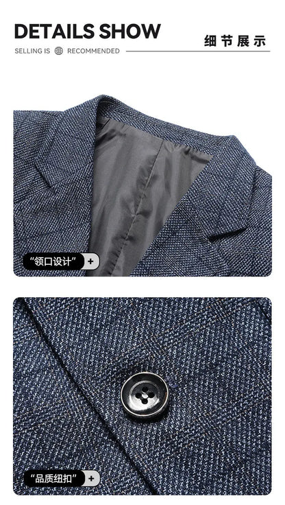Blazer Men Business Gentleman Wedding Fashionable Checkered Best Gentlemanly Slimming and Casual Middle-aged and Elderly Blazer