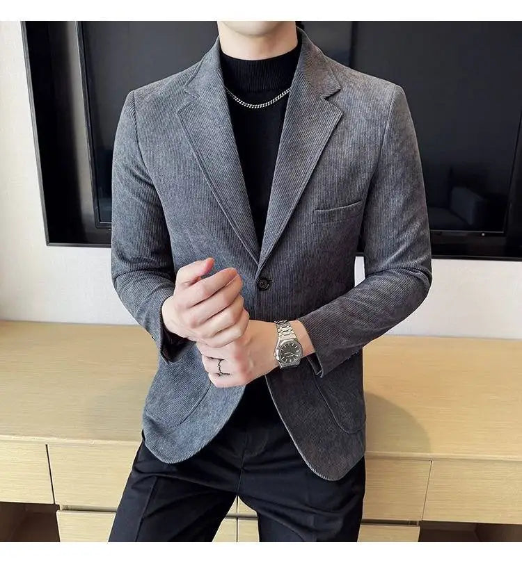 High-end Design, Fashionable, Cool and Trendy Business Casual Banquet New Corduroy Suit Banquet Fine Jacket