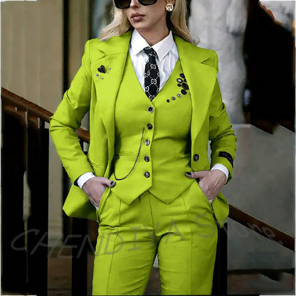 Modish Notched Lapel Women Suit Slim Fitted Solid Costume Custom Made Professional Single Breasted Lady Sets Full Outfits