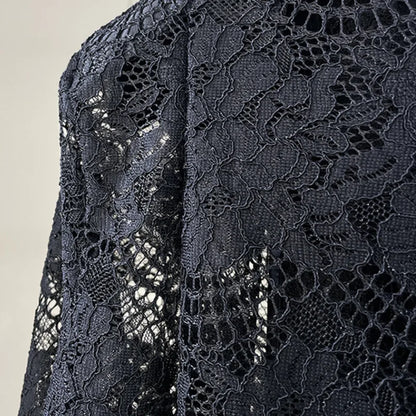 Black Lace Long Sleeve Open Front Casual Party Outerwear Single Breasted Women New Autumn 2026 hot-Selling CPG5745