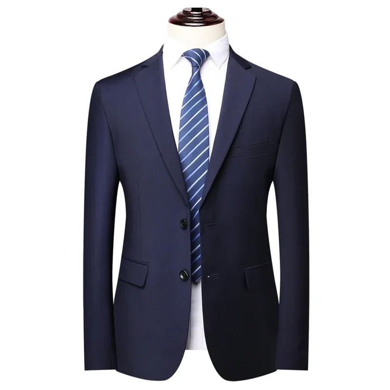 Blazer New Men's Fashion Business Solid Color British Style Professional Work Groom Wedding Dress Best Man Blazer Jacket