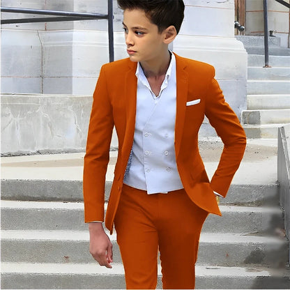 Formal Boys Slim Fit Suits 2 Pieces Birthday Party Tuxedo,Smart Handsome Kids Suit Set Wedding Guest Outfit Plus Size 2-20T