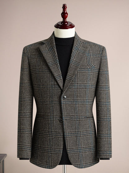 High Quality Retro Fashion 50% Woolen Men's Suit Jacket Autumn Winter Thicken Warm Business Slim Casual Wedding Coats Tailcoat