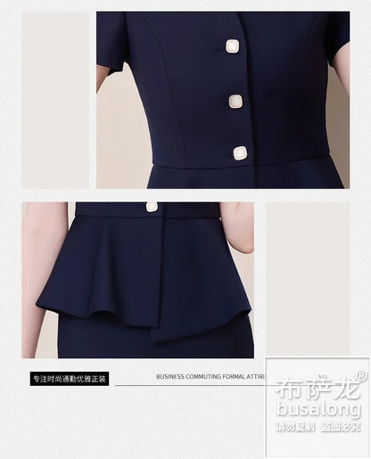 Short Sleeve Suit Professional Set Summer Hotel Management Front Desk Reception Manager Workwear Waiter Uniform Formal Wear