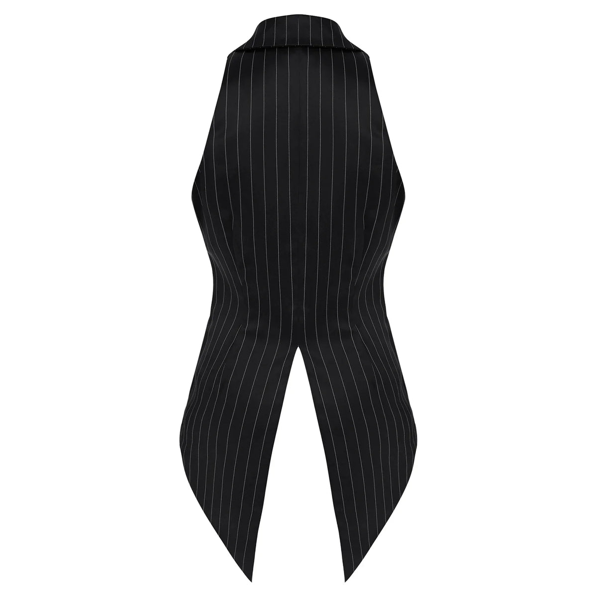Women Striped Tailcoat Vest Waitress Waistcoat Sleeveless Jazz Dance Swallowtail Jacket Tuxedo Halloween Magic Cosplay Costume