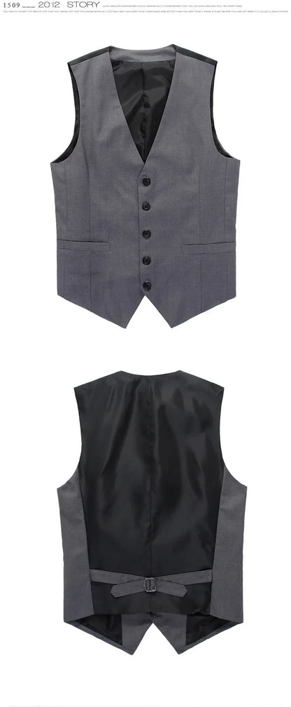 Men's Single Breasted Vest – Slim Fit Formal Waistcoat for Business & Weddings | Grey, Navy Blue, Black | Plus Size up to 7XL