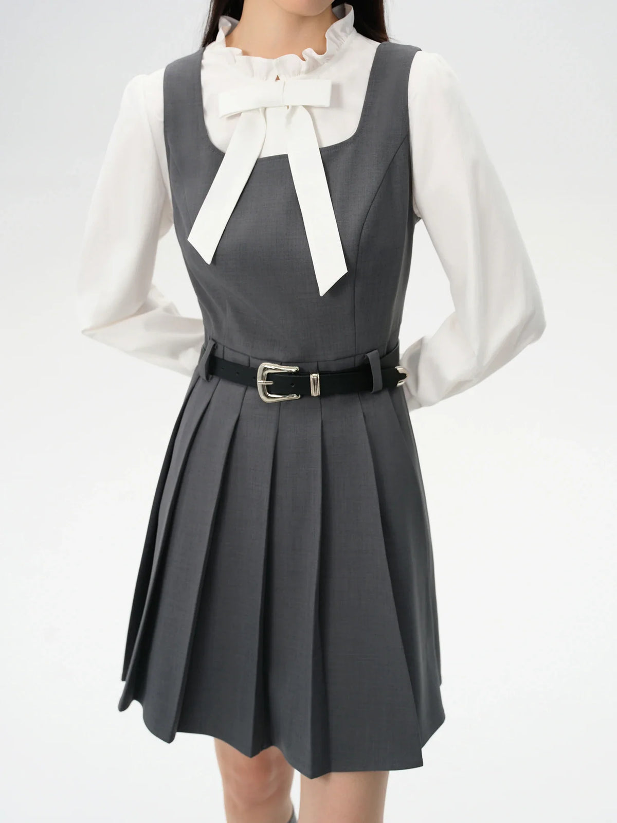 Plus Size Dark Gray Blazer Skirt Suit Office Outfit 2024 Autumn New Design Lapel Elegant Dress Skirt Female Suit（No Belt）