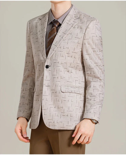 Autumn/Winter Korean Jacquard Casual Suit Jacket Men Slim Business Office Formal Suit Jackets Social Wedding Blazer Masculino