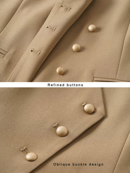 Short V-Neck Suit Vest for Women, Spring and Autumn Slant-Buttoned Top, Perfect for Office Wear and Versatile Vest