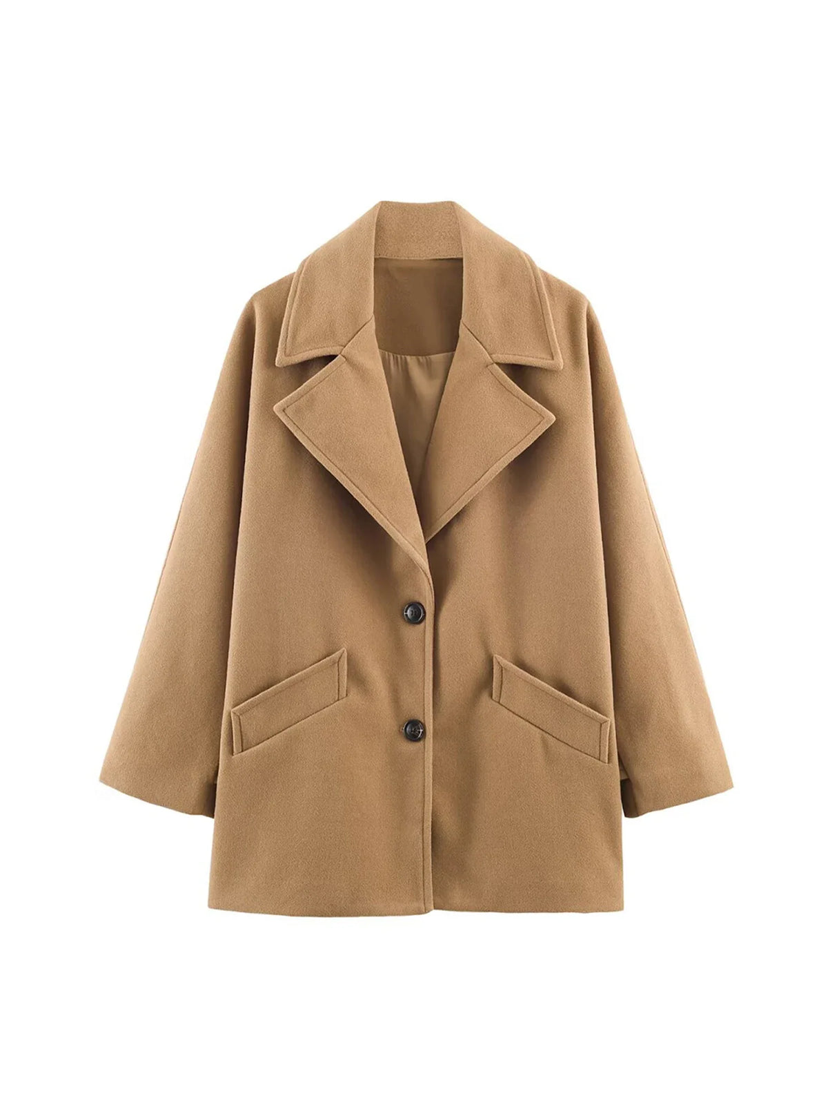 Women's Khaki Woolen Overcoat Korean Style Elegant Long Sleeve Warm Long Outerwear Vintage Harajuku 2000s Fashion Clothes Winter