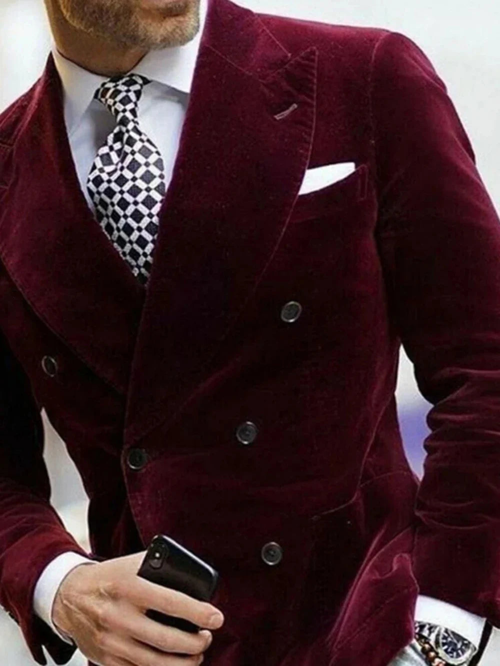 New Velvet Double Breasted Men's Jacket Business Outfit ,Autumn Winter Warm Blazer For Men Banquet Party Wear Plus Size