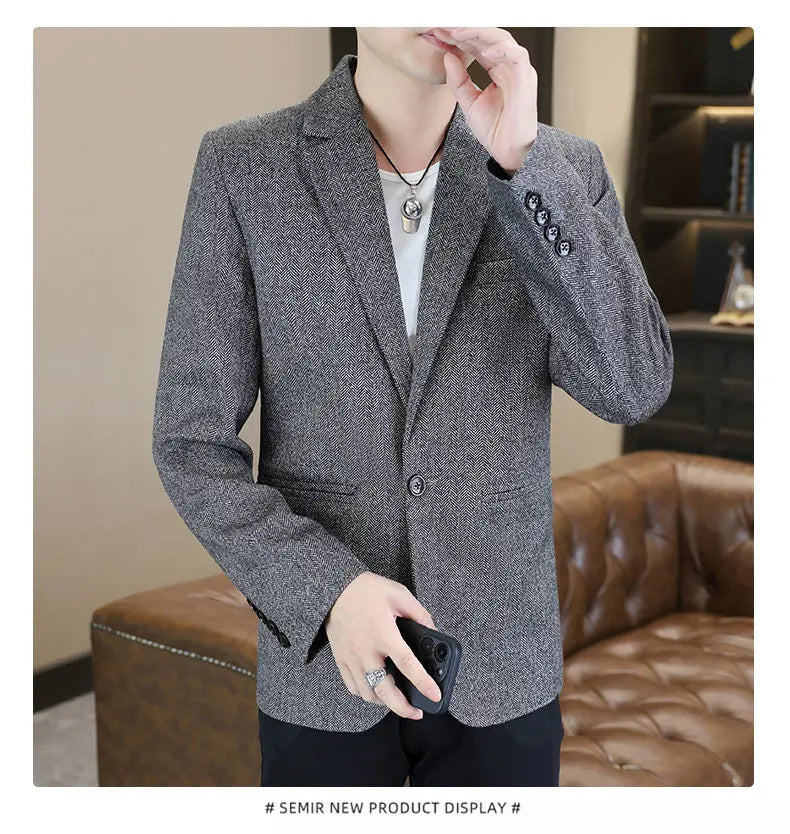 Blazer Men's Fashion Business Gentleman Groom Professional Gentleman Form-fitting Versatile Casual Formal Wear High-end Blazer