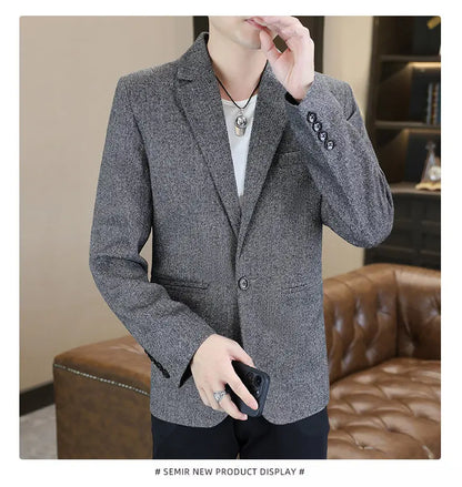 Blazer Men's Fashion Business Gentleman Groom Professional Gentleman Form-fitting Versatile Casual Formal Wear High-end Blazer