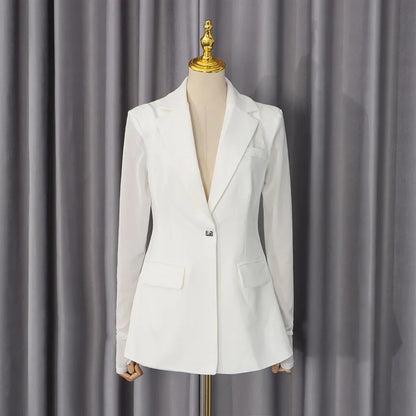 Women Blazer Sexy Hollow Out Backless Waist Cinching Slim Fit Solid Color Urban High-end Trend Jacket Spring Autumn HK21909