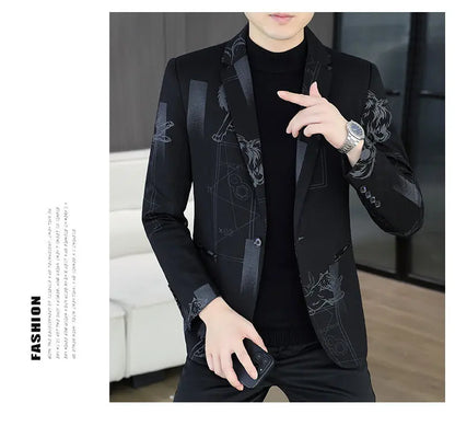 Blazer Autumn and Winter Men's Fashion Business Outdoor Travel Checkered Wedding Youth Slimming Casual High Formal Wear Blazer