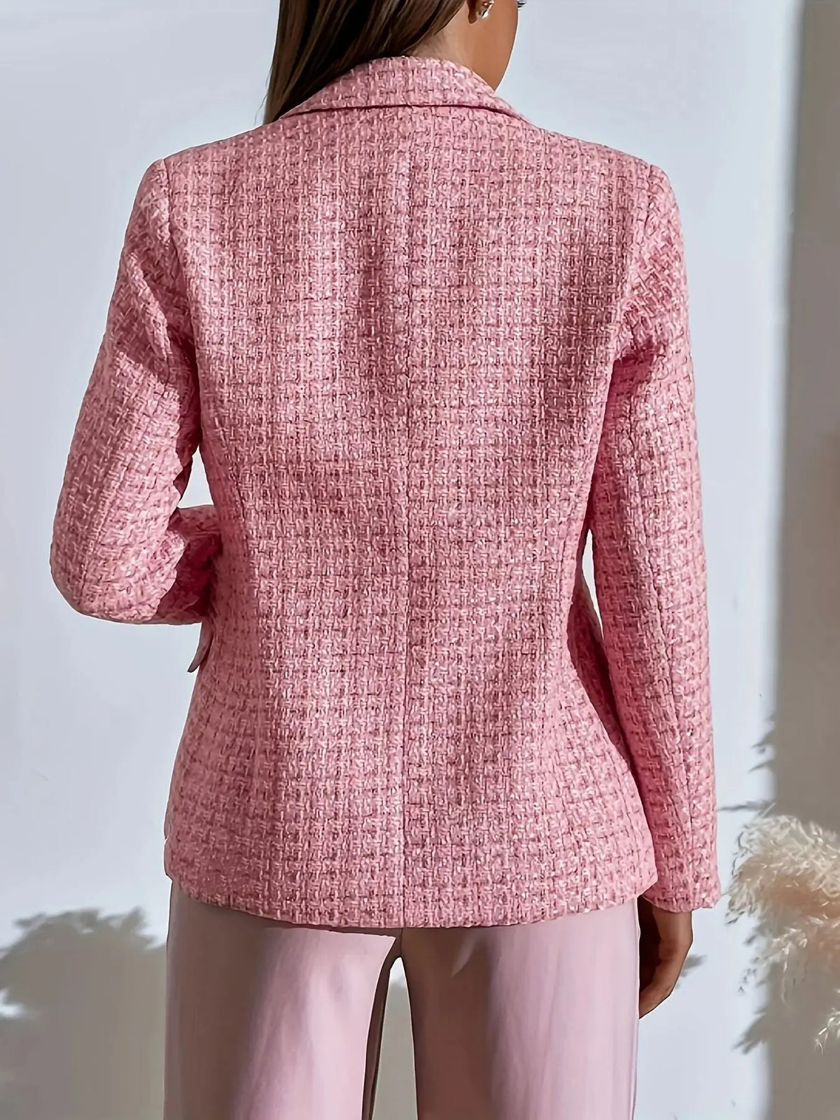 New Plaid Print Double-Breasted Suit Jacket Workwear Stylish Checkered Patterned Formal Outerwear for Professional Settings