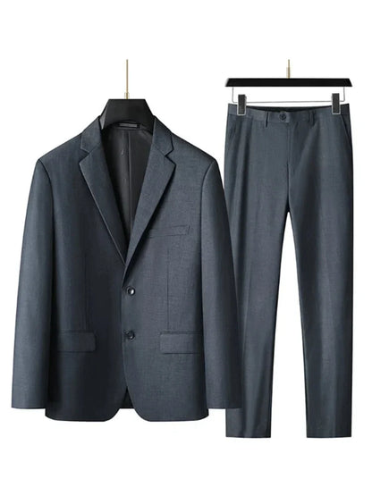 Men's 2-Piece Suit Notch Lapel Single Breasted Blazer with Flap Pockets for Business, Wedding & Formal Occasions
