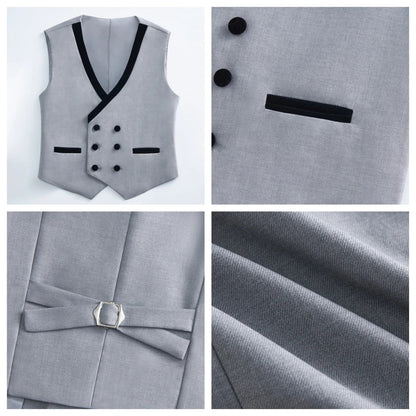 Boys 4-Piece Formal Suit Set – Slim Fit Blazer, Vest, Pants & Bow Tie for Weddings & Graduations