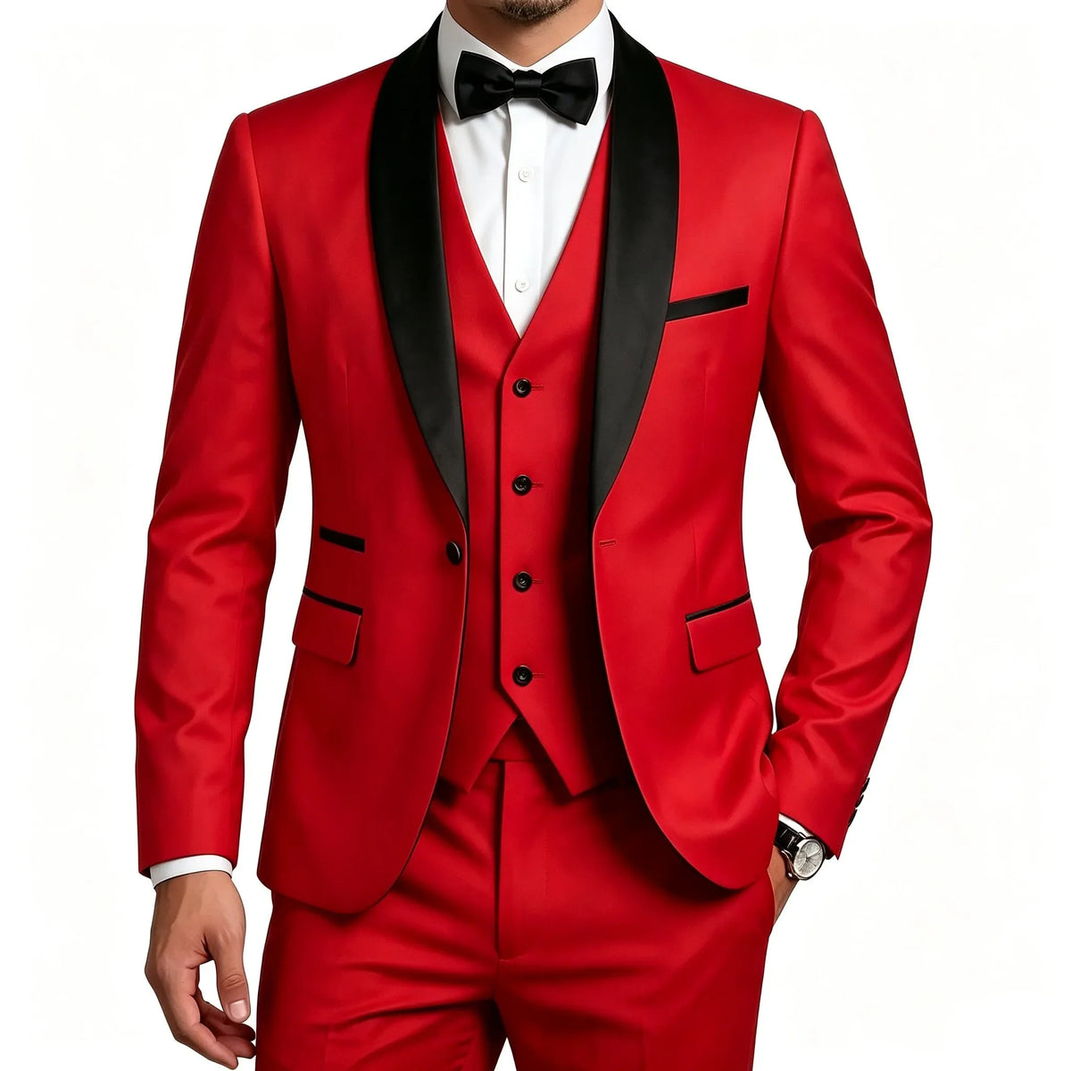 Men 3 Piece Tuxedo Suit Shawl Lapel Formal Wedding Groom Blazer Jacket Vest Pants Business Party Suit