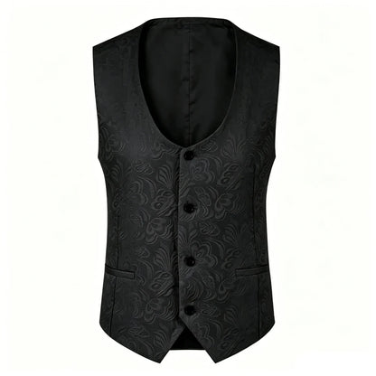 Men's Formal Vest – Floral Pattern Single Breasted V-Neck Waistcoat for Weddings & Events