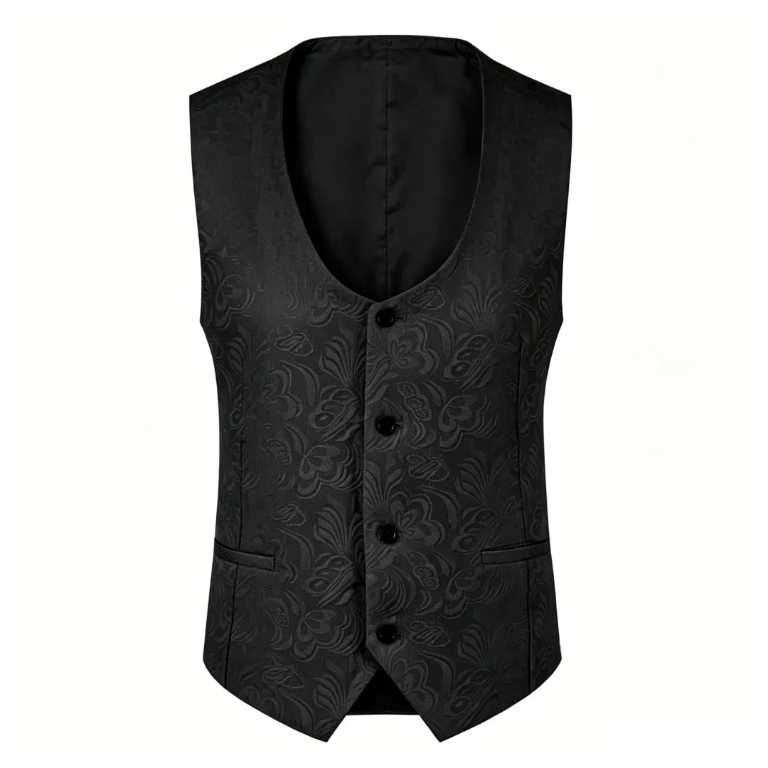Men's Formal Vest – Floral Pattern Single Breasted V-Neck Waistcoat for Weddings & Events